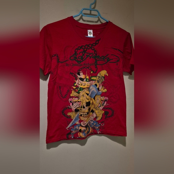 Ed Hardy Tops - Ed Hardy Red Graphic Short Sleeve Tee